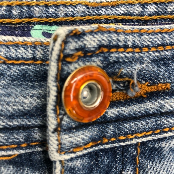 Denim Mini Distressed Skirt by HFH Advocacy Induct 2006 Orange Button SZ M - Picture 3 of 12